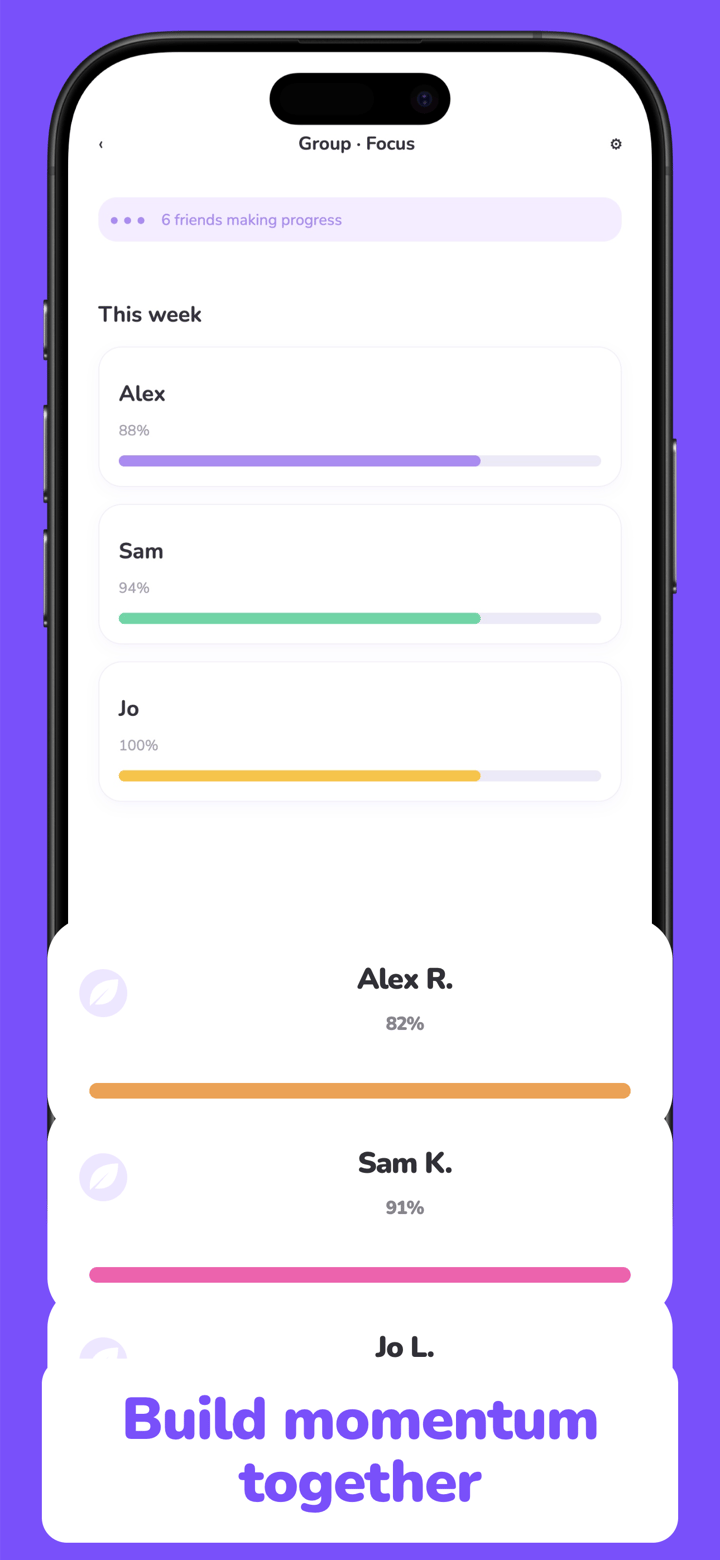 Violet Bento app screenshot template preview, screen 5 of 8, Productivity design