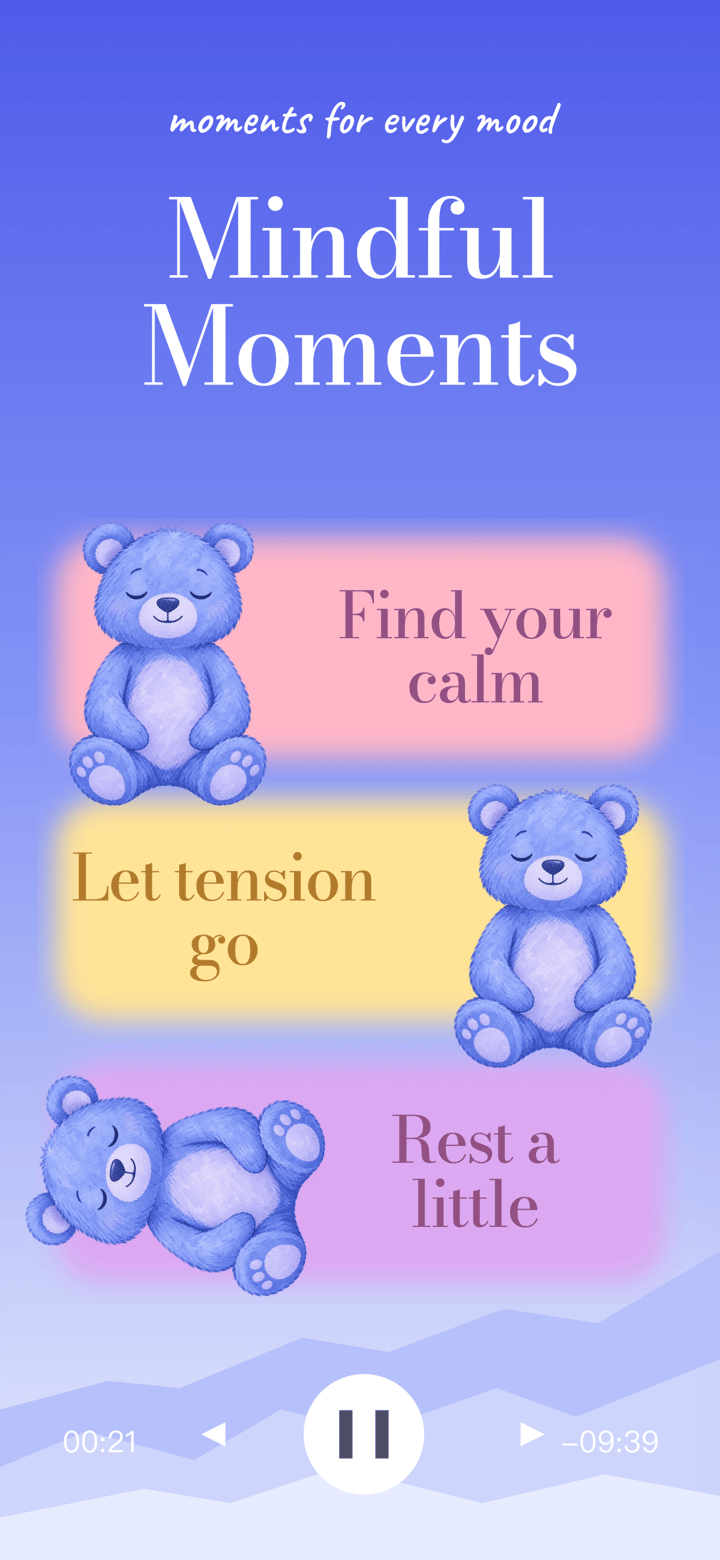 Serene Closeup app screenshot template preview, screen 3 of 5, Health & Fitness design