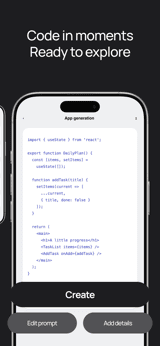 Forge Code app screenshot template preview, screen 3 of 5, Developer Tools design