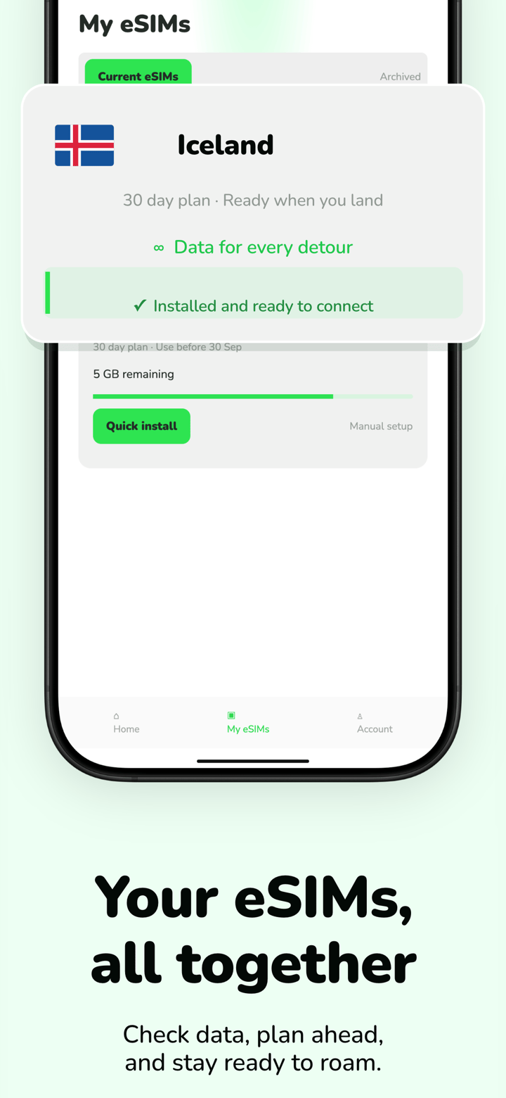 Roam Lime app screenshot template preview, screen 3 of 5, Travel design