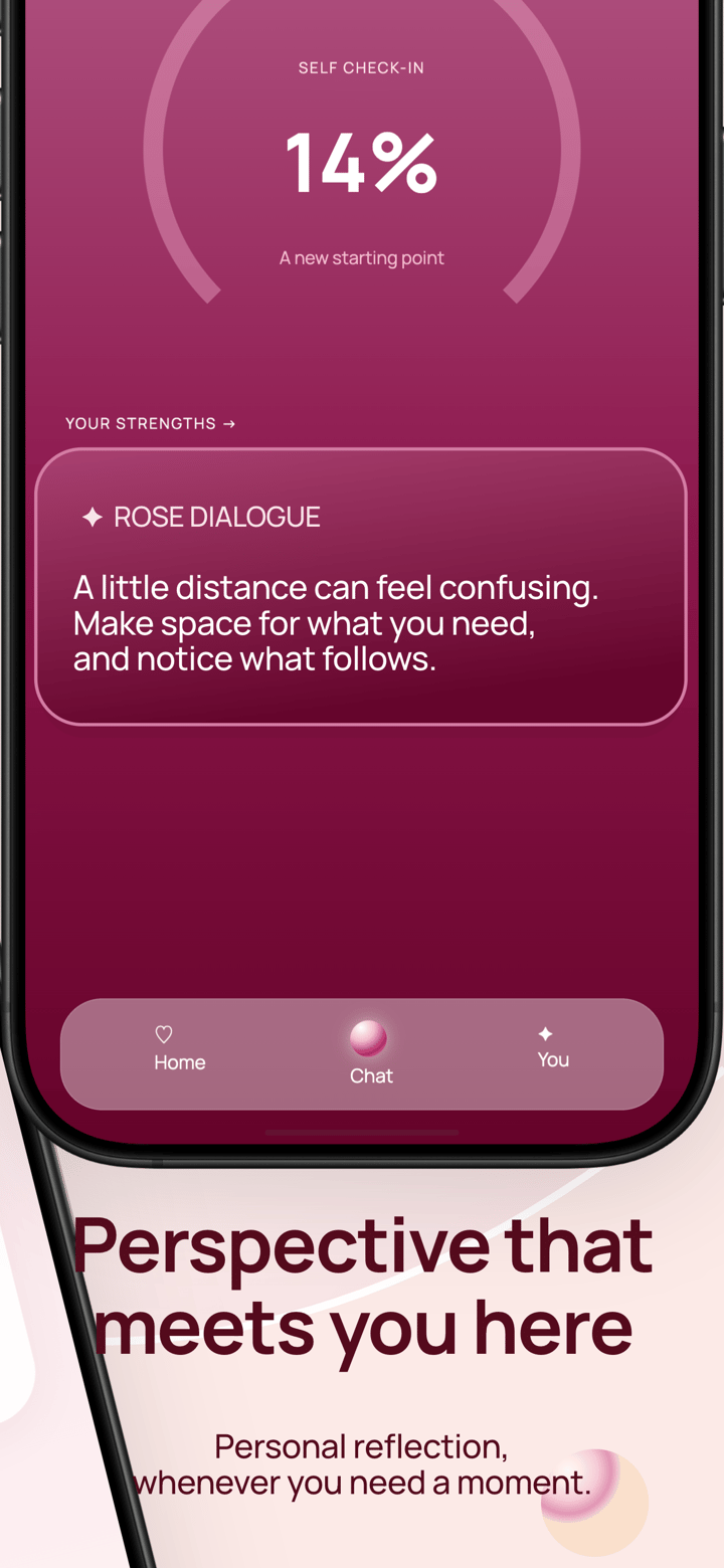 Rose Dialogue app screenshot template preview, screen 2 of 5, Lifestyle design