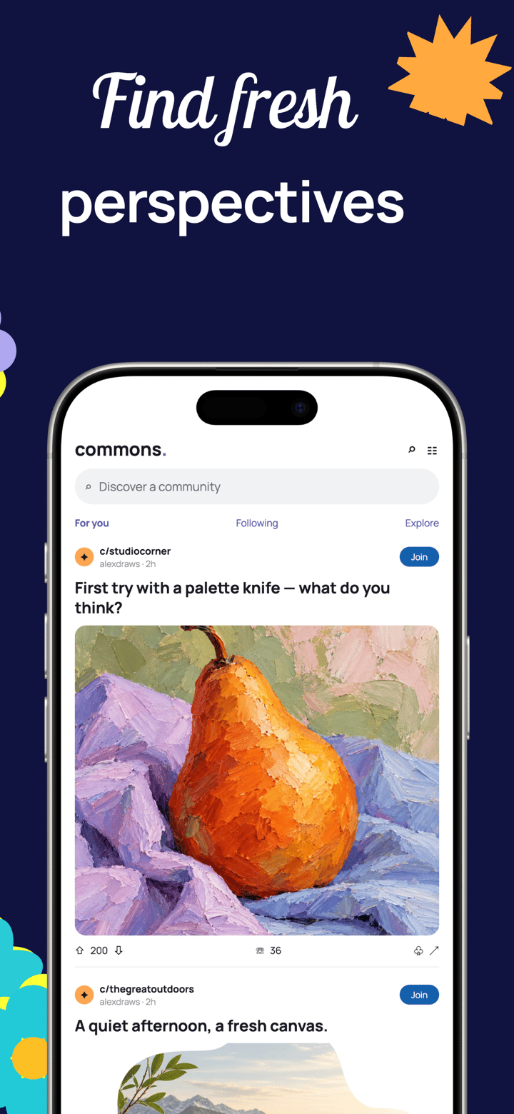 Night Commons app screenshot template preview, screen 4 of 5, Social Networking design