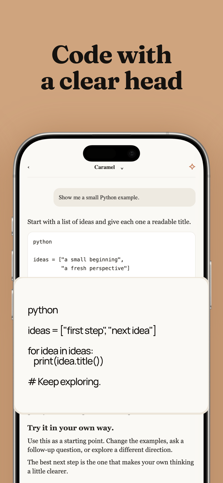 Caramel Desk app screenshot template preview, screen 3 of 8, Productivity design