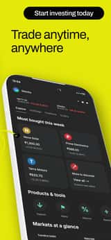 CrypTix app screenshot template preview, screen 2 of 5, Finance design