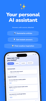 Promptly app screenshot template preview, screen 1 of 5, Productivity design