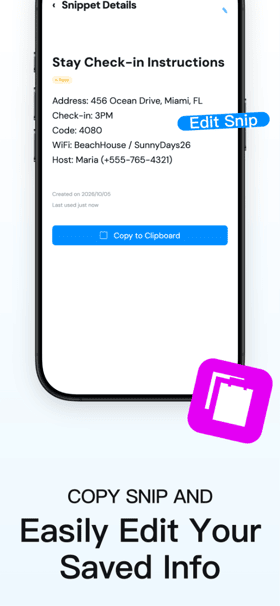SnipShelf app screenshot template preview, screen 5 of 5, Productivity design