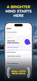 Alpine Mind app screenshot template preview, screen 1 of 8, Education design