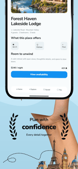 Voyage Sky app screenshot template preview, screen 3 of 5, Travel design