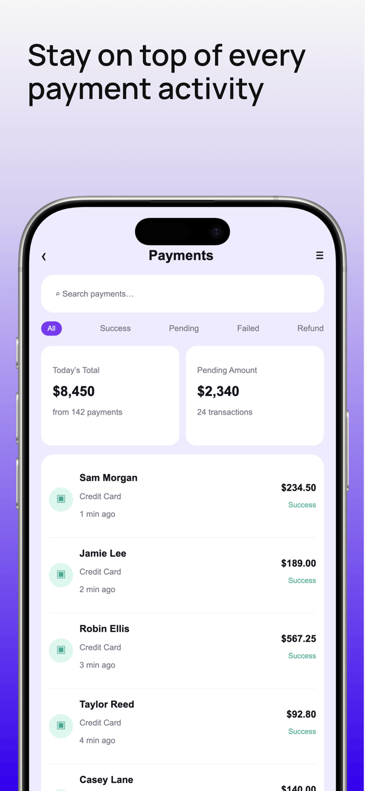 Lilac Ledger app screenshot template preview, screen 5 of 5, Finance design