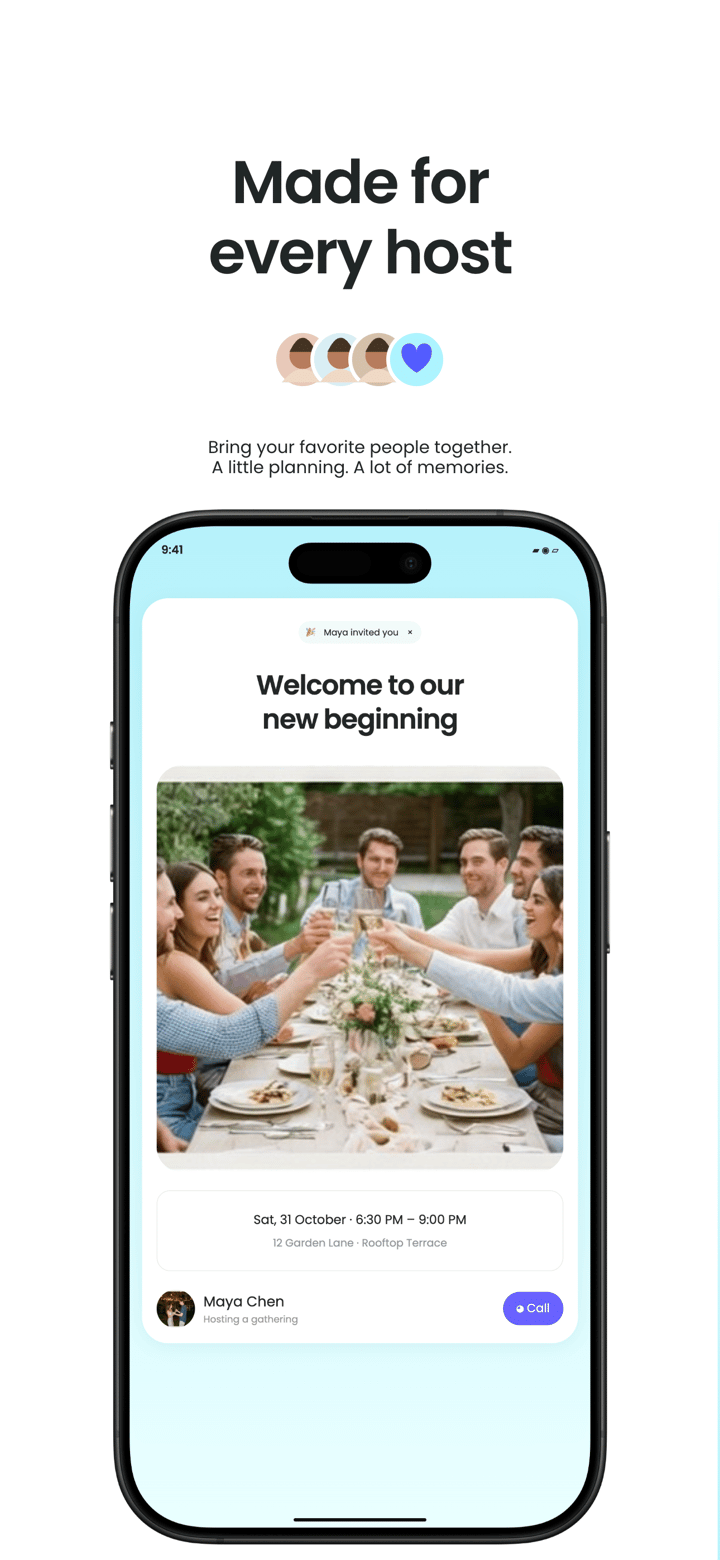 Ivory Invite app screenshot template preview, screen 2 of 5, Lifestyle design