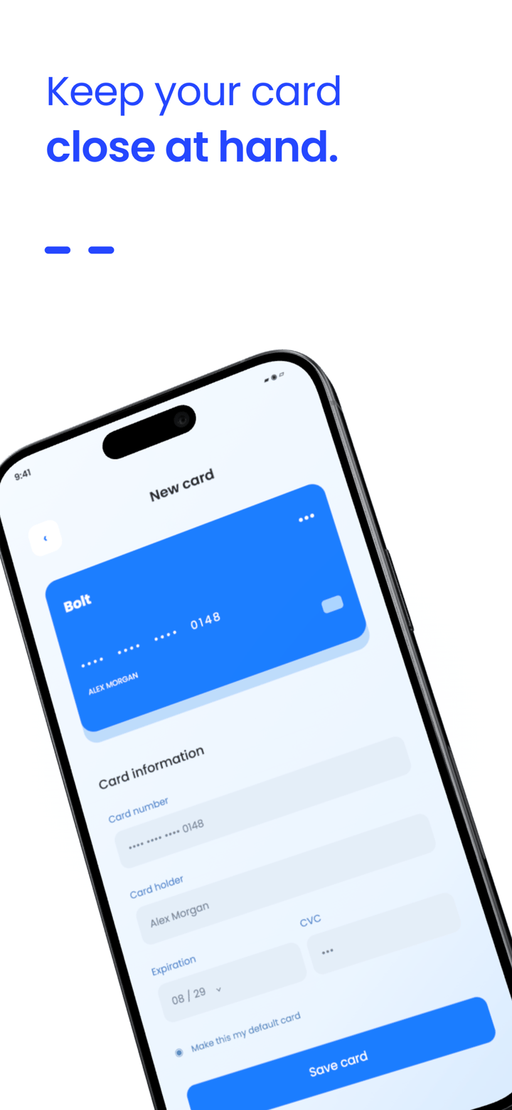 Bolt Connect app screenshot template preview, screen 4 of 5, Utilities design