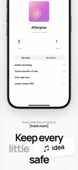 Track Room app screenshot template preview, screen 2 of 5, Music design