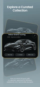 Velour Drive app screenshot template preview, screen 3 of 5, Lifestyle design
