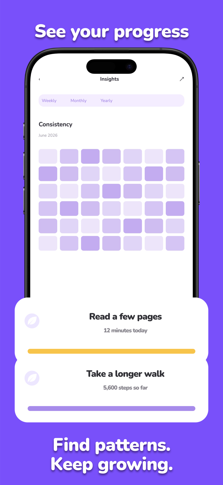 Violet Bento app screenshot template preview, screen 3 of 8, Productivity design