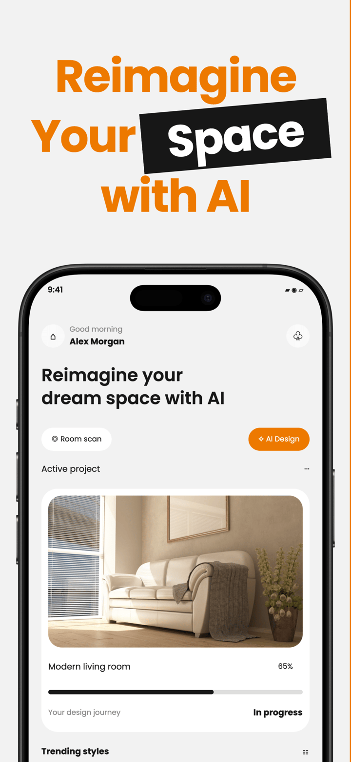 Linen Spaces app screenshot template preview, screen 1 of 5, Lifestyle design