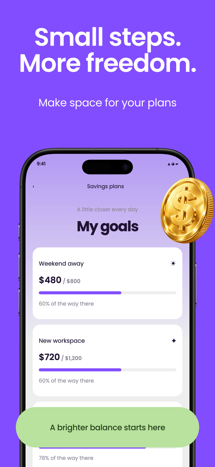 Violet Balance app screenshot template preview, screen 5 of 5, Finance design