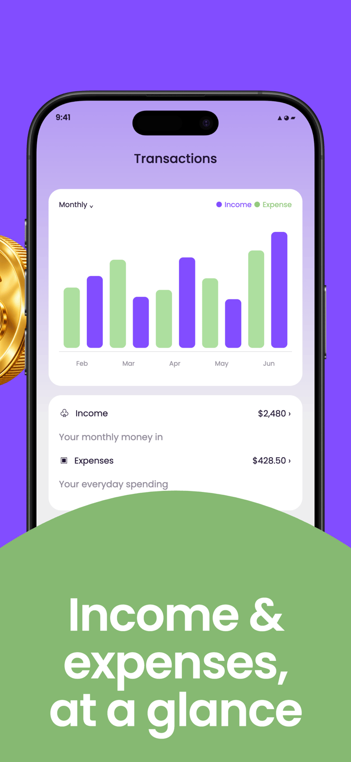 Violet Balance app screenshot template preview, screen 3 of 5, Finance design
