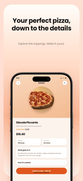 SliceKitchen app screenshot template preview, screen 3 of 5, Food & Drink design
