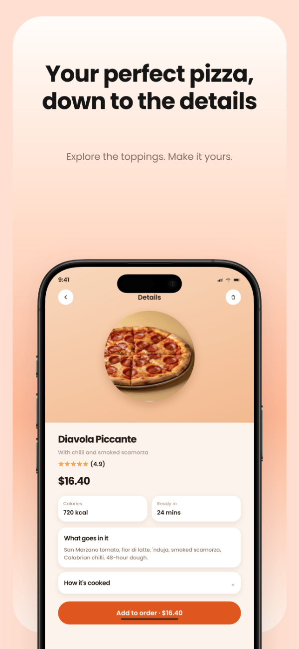 SliceKitchen app screenshot template preview, screen 3 of 5, Food & Drink design