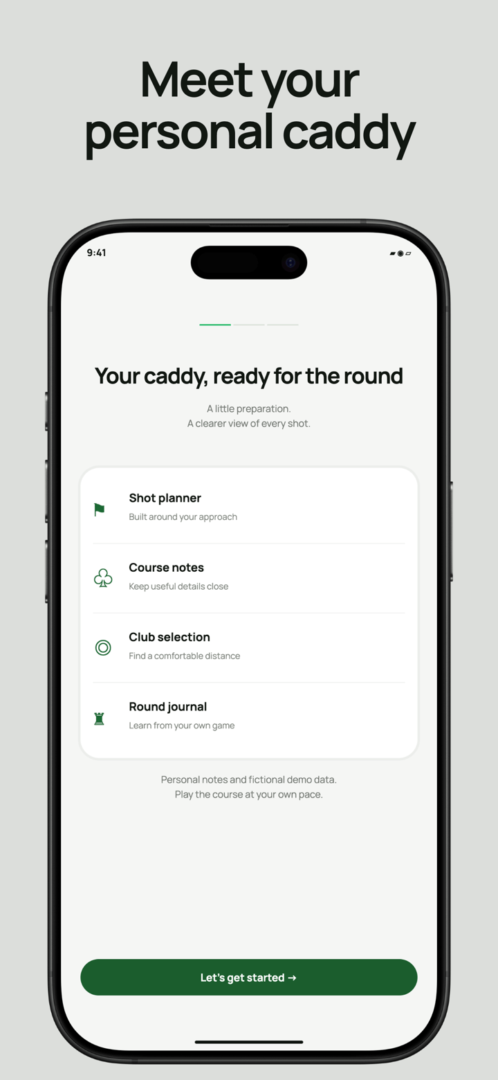 Fairway Caddy app screenshot template preview, screen 4 of 5, Sports design