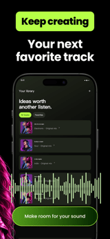 Neon Verse app screenshot template preview, screen 5 of 5, Music design
