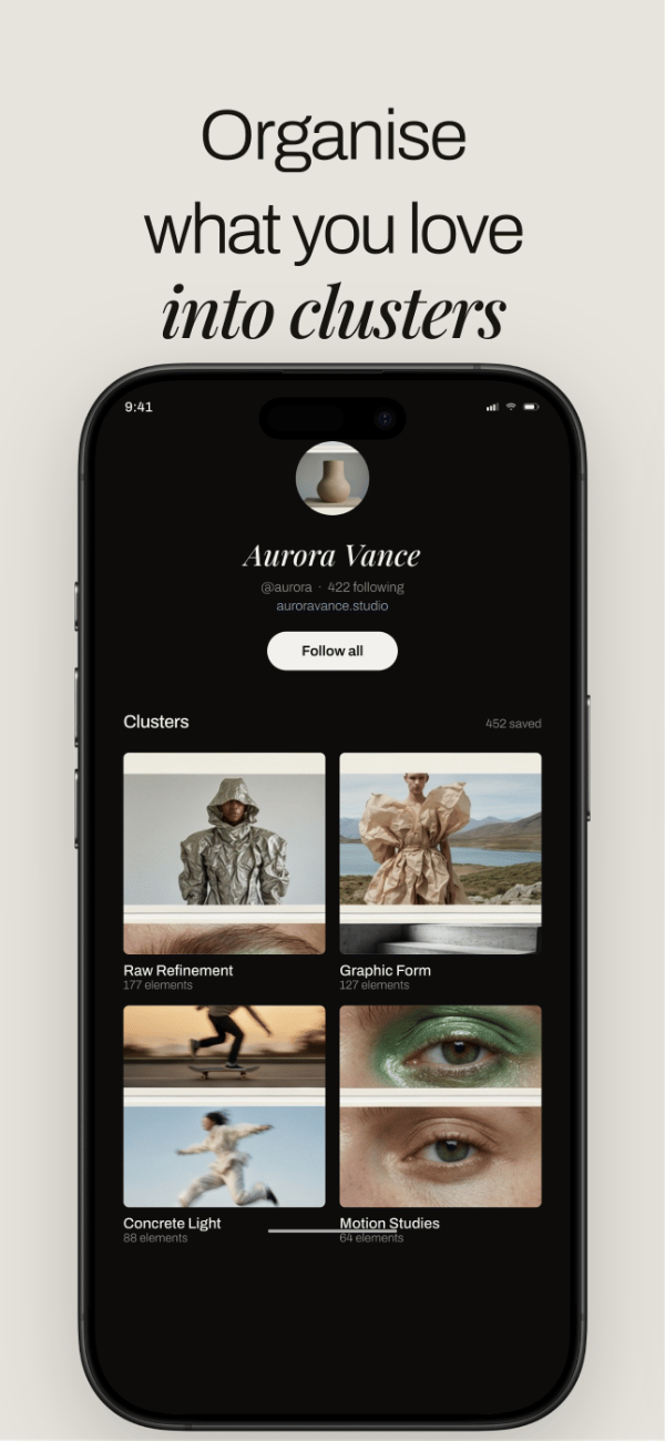 InspoRoll app screenshot template preview, screen 2 of 5, Creativity design