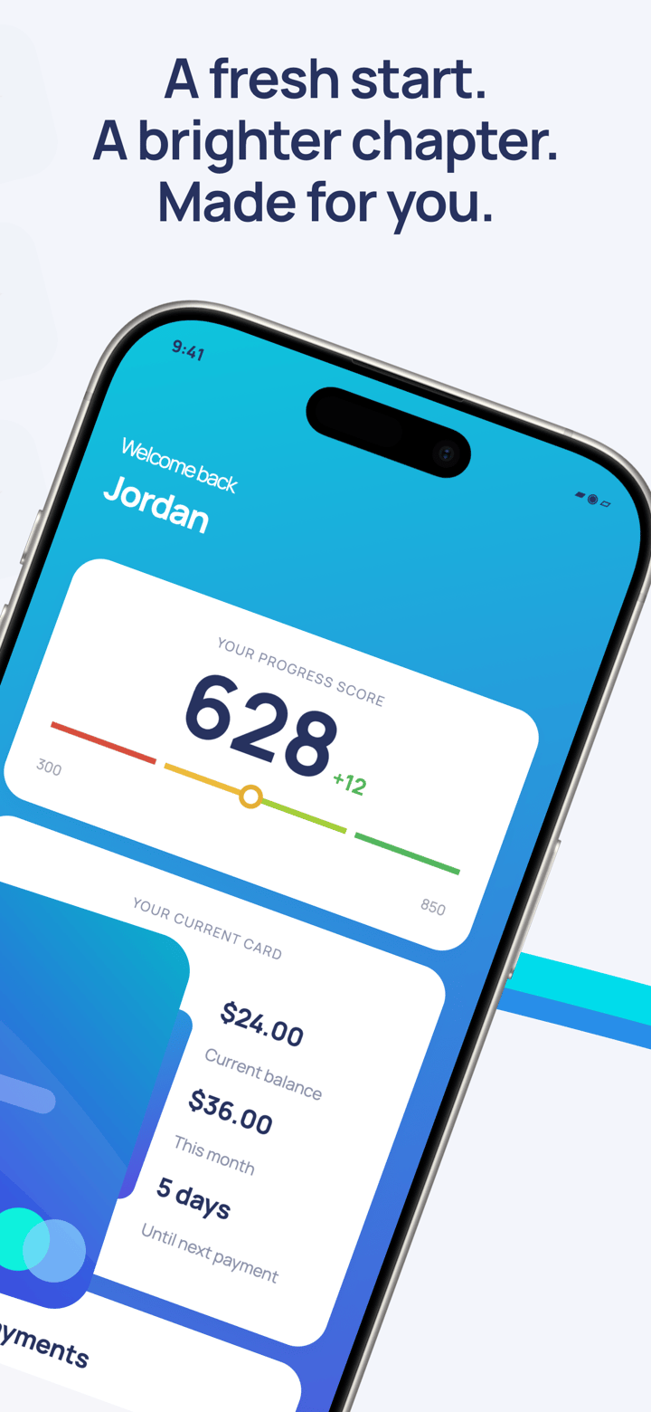 Credit Current app screenshot template preview, screen 2 of 5, Finance design
