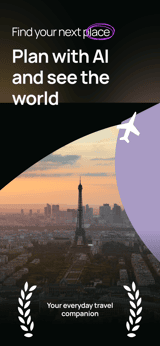 Wayfarer Glass app screenshot template preview, screen 1 of 5, Travel design
