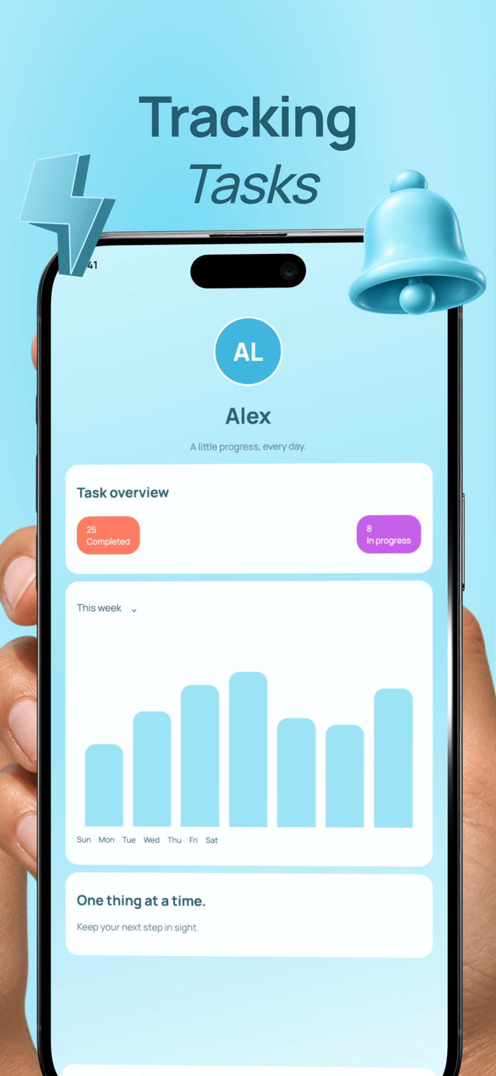 Aqua Tasks app screenshot template preview, screen 4 of 5, Productivity design