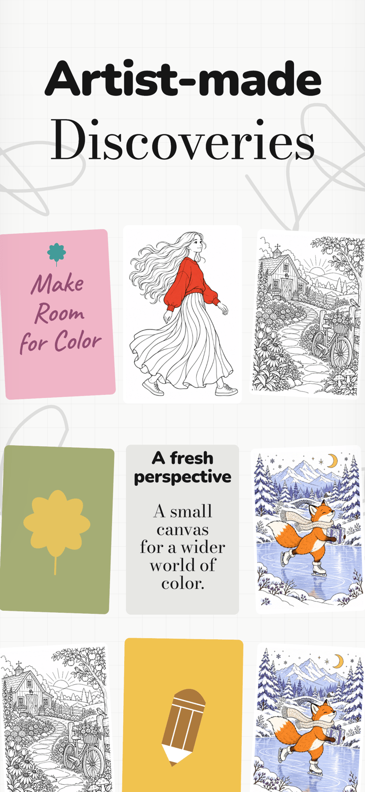 Color Retreat app screenshot template preview, screen 3 of 5, Graphics & Design design