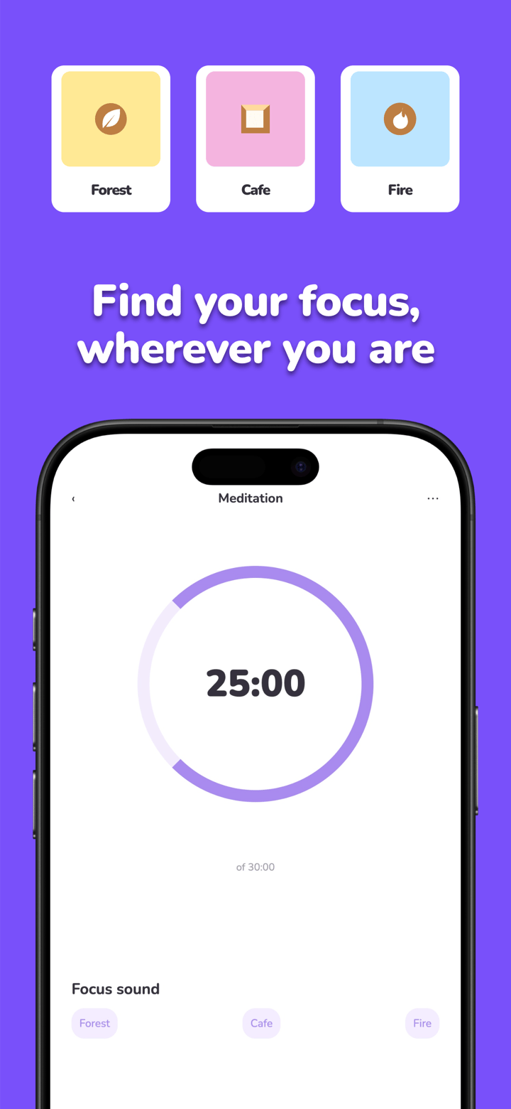 Violet Bento app screenshot template preview, screen 4 of 8, Productivity design