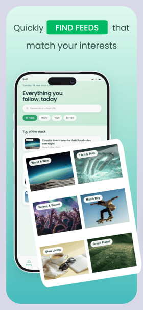 ReadMint app screenshot template preview, screen 1 of 5, News & Magazines design