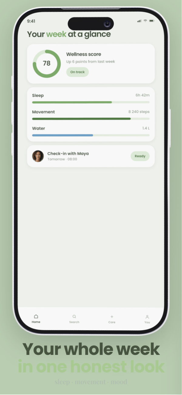 WellLoop app screenshot template preview, screen 4 of 5, Health & Fitness design