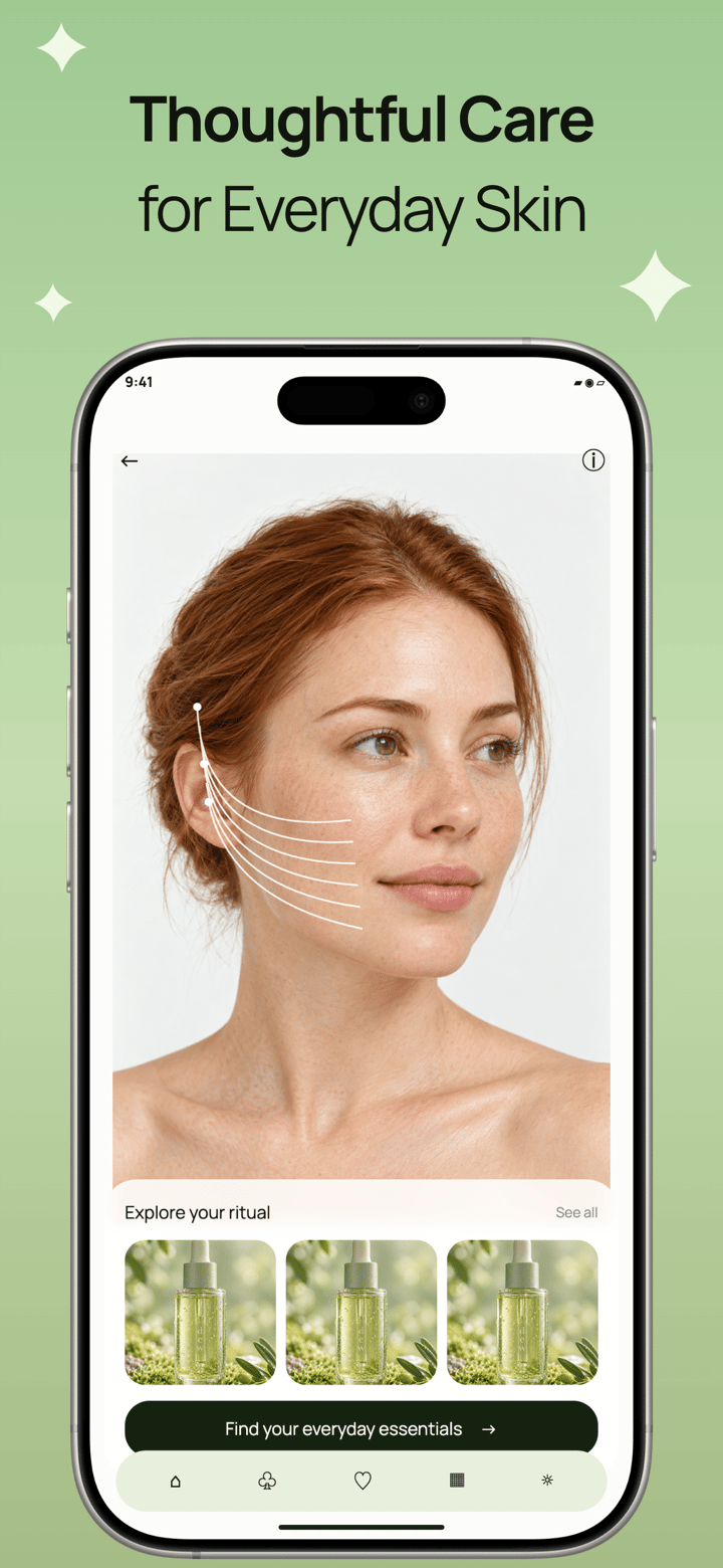 Dew Ritual app screenshot template preview, screen 4 of 5, Shopping design