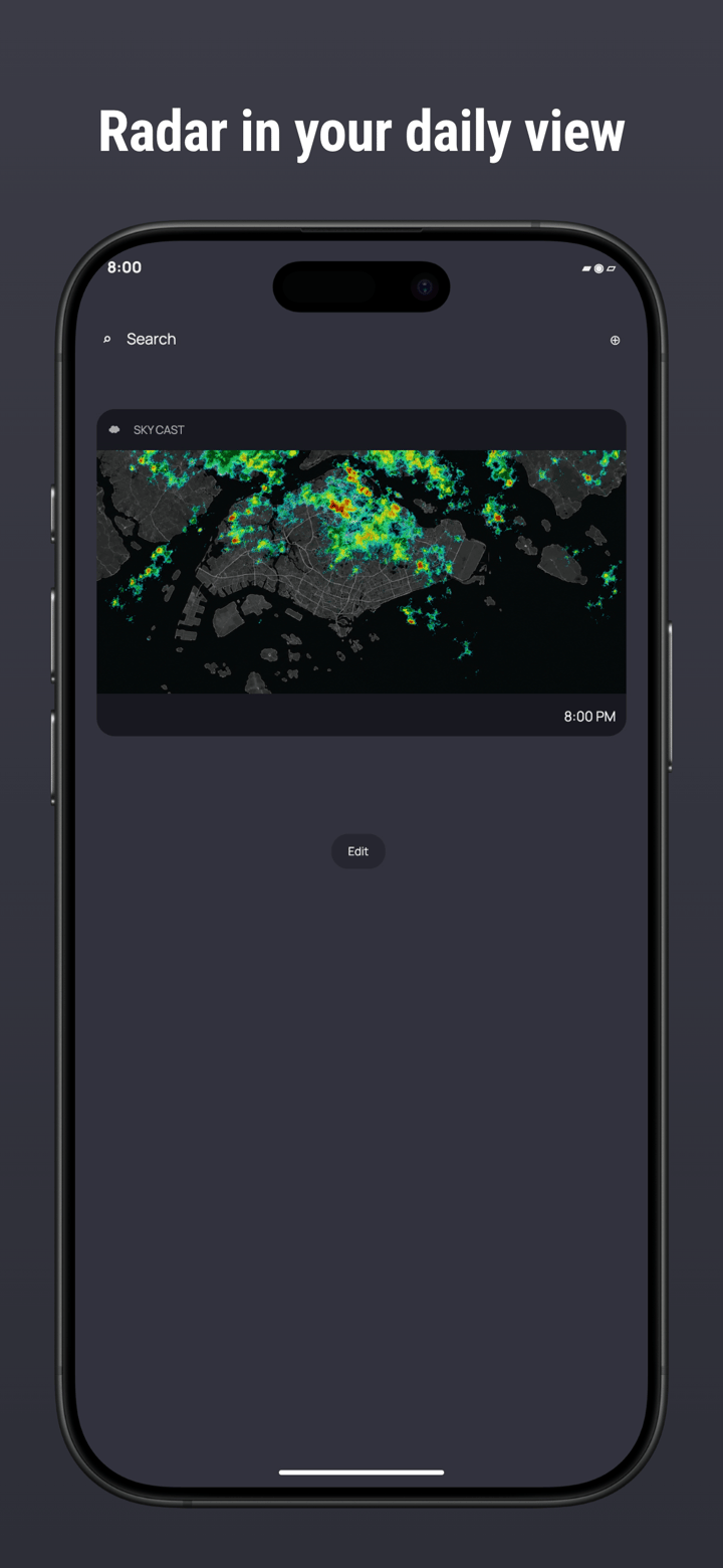 Sky Cast app screenshot template preview, screen 3 of 5, Weather design