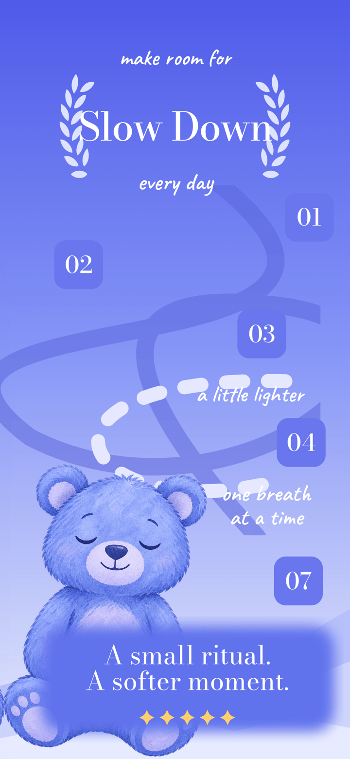Serene Closeup app screenshot template preview, screen 2 of 5, Health & Fitness design
