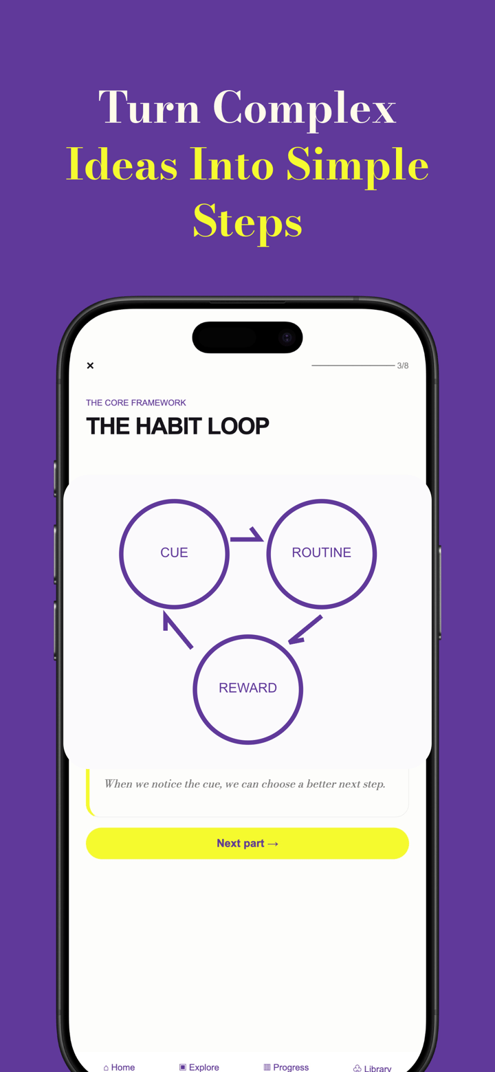 Curio Daily app screenshot template preview, screen 2 of 5, Education design