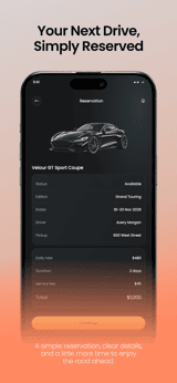 Velour Drive app screenshot template preview, screen 4 of 5, Lifestyle design