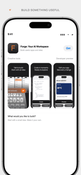 Forge Showcase app screenshot template preview, screen 2 of 5, Developer Tools design