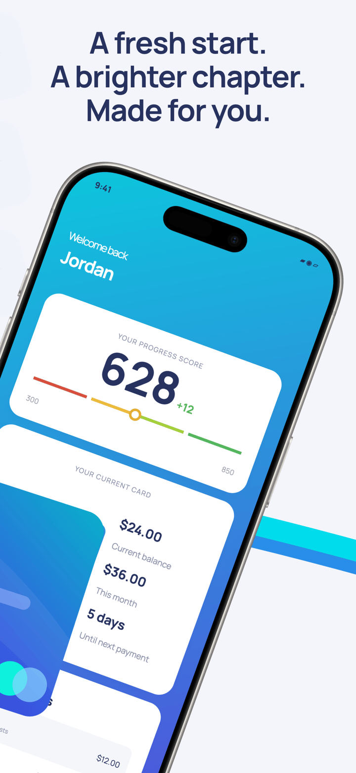 Credit Current Club app screenshot template preview, screen 2 of 5, Finance design