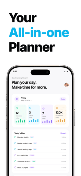DayFlow Planner app screenshot template preview, screen 1 of 5, Productivity design