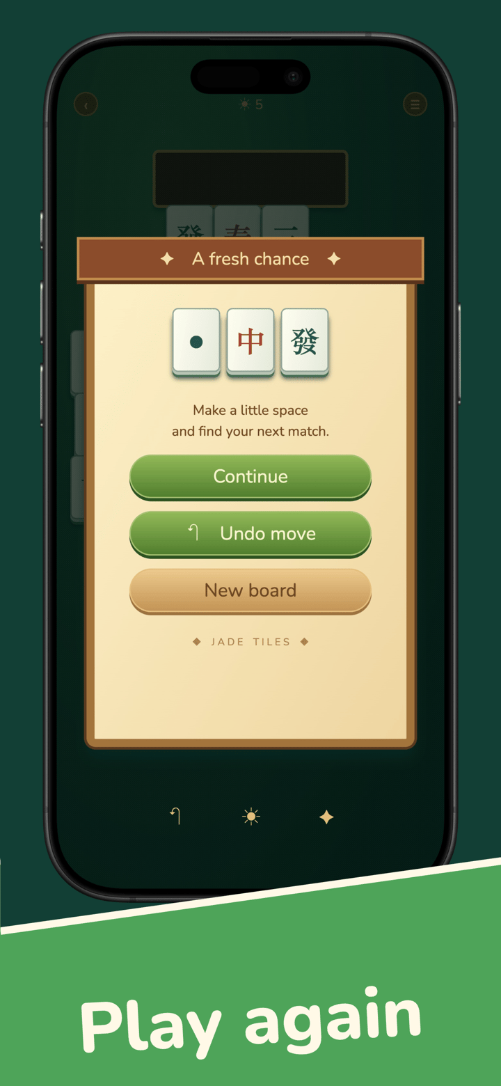 Jade Tiles app screenshot template preview, screen 3 of 5, Games design