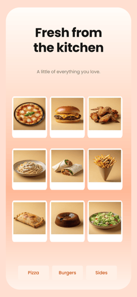SliceKitchen app screenshot template preview, screen 5 of 5, Food & Drink design