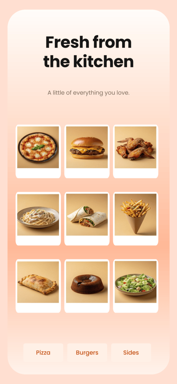 SliceKitchen app screenshot template preview, screen 5 of 5, Food & Drink design