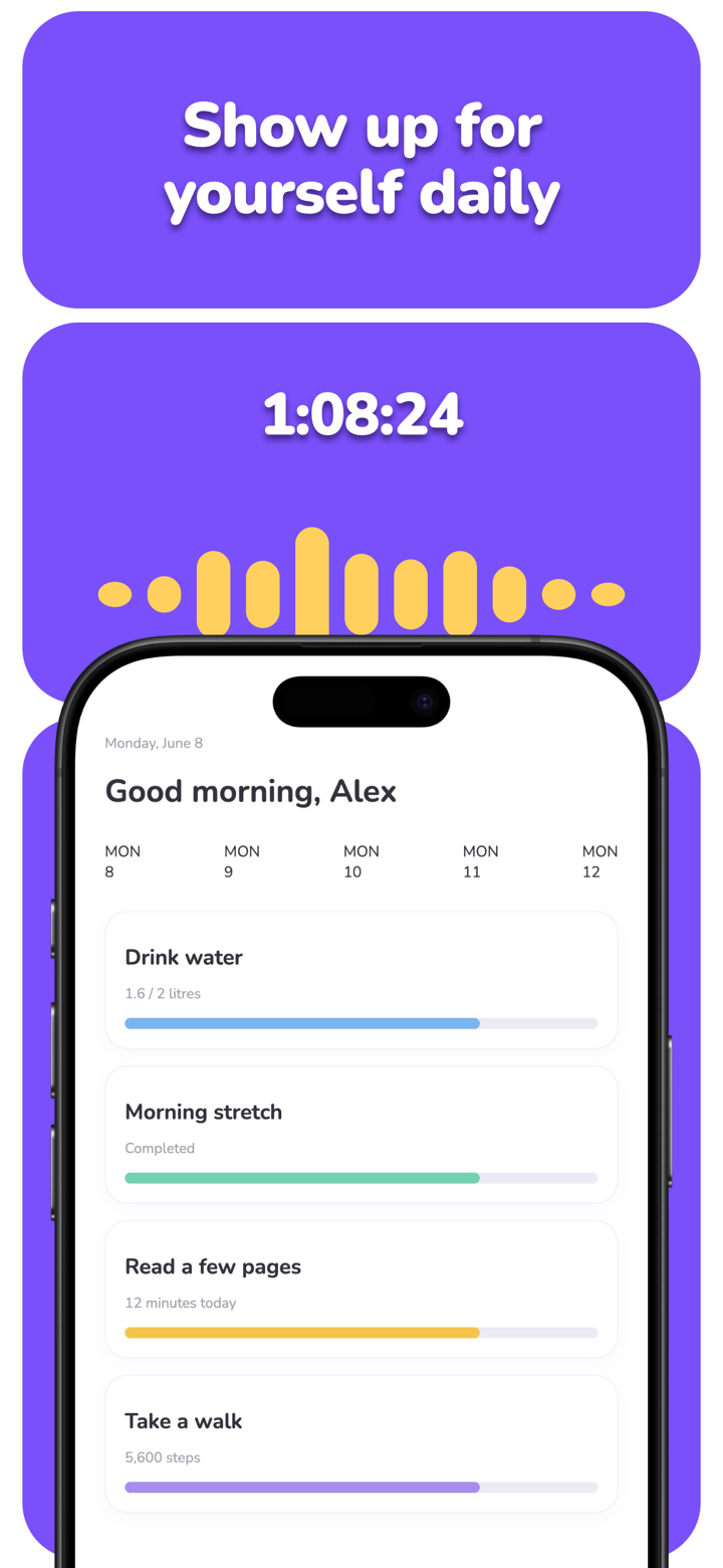 Violet Bento app screenshot template preview, screen 2 of 8, Productivity design