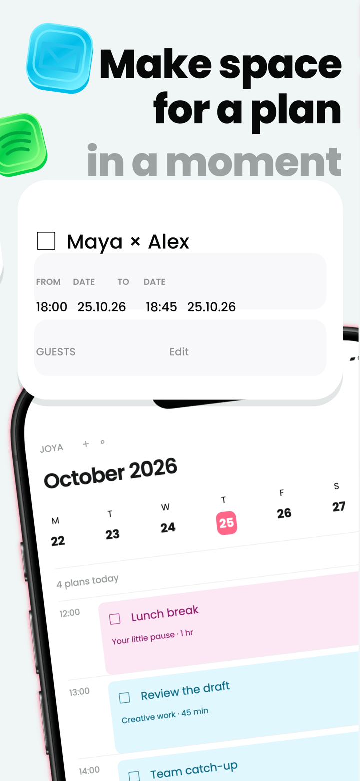 Joyful Agenda app screenshot template preview, screen 2 of 5, Productivity design