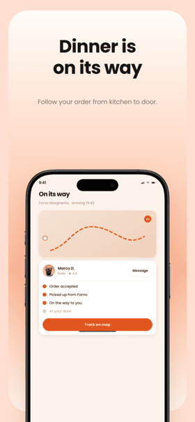 SliceKitchen app screenshot template preview, screen 4 of 5, Food & Drink design