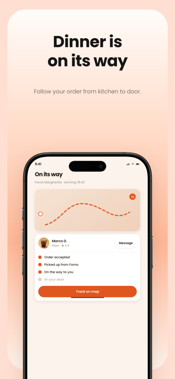 SliceKitchen app screenshot template preview, screen 4 of 5, Food & Drink design