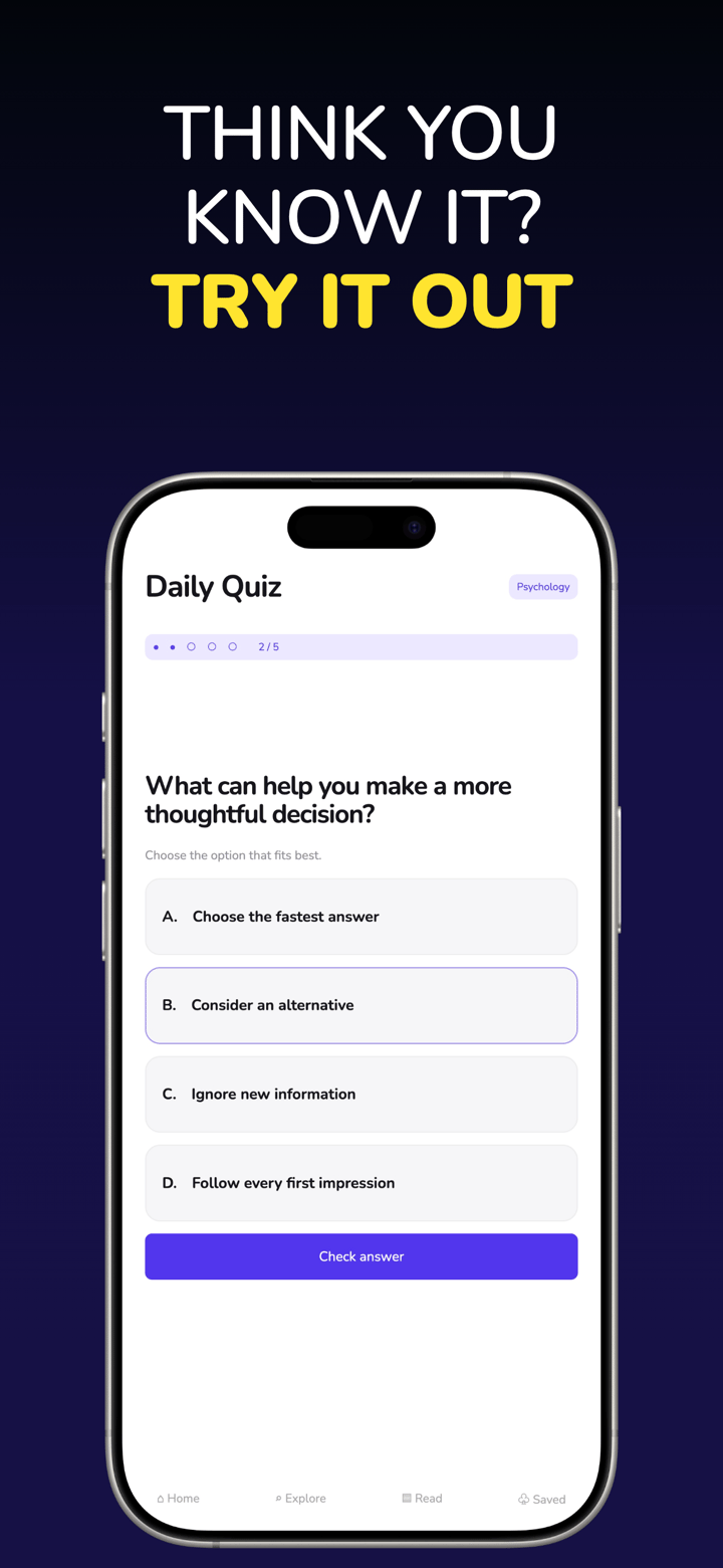Alpine Mind app screenshot template preview, screen 7 of 8, Education design