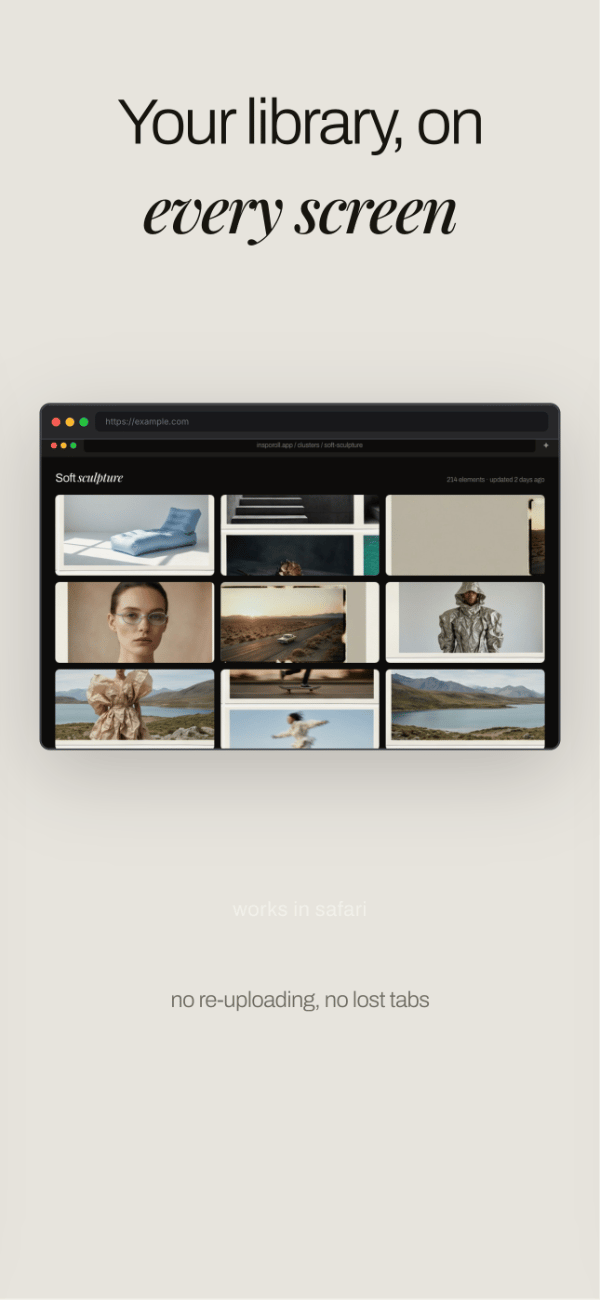 InspoRoll app screenshot template preview, screen 4 of 5, Creativity design